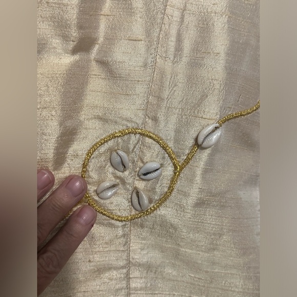 AS*HRO Silk Blend, Seashell & Gold Thread Embroidered Dress & Matching Jacket, L - Picture 11 of 15